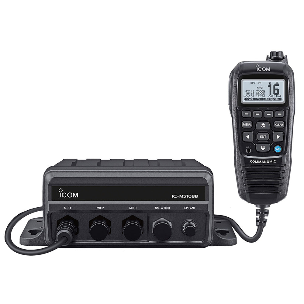 Icom ICM510BB 21 Black Box VHF wBlack Command Mic 3 Command Mic Ports M510BB 21 USA