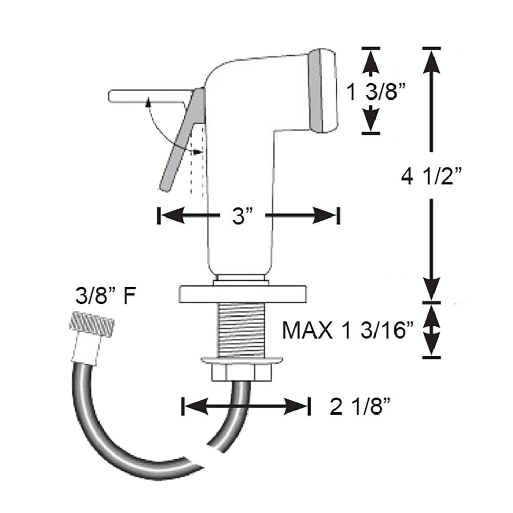 Scandvik Straight Handle Pull Out Sprayer White w6 Hose 10196P