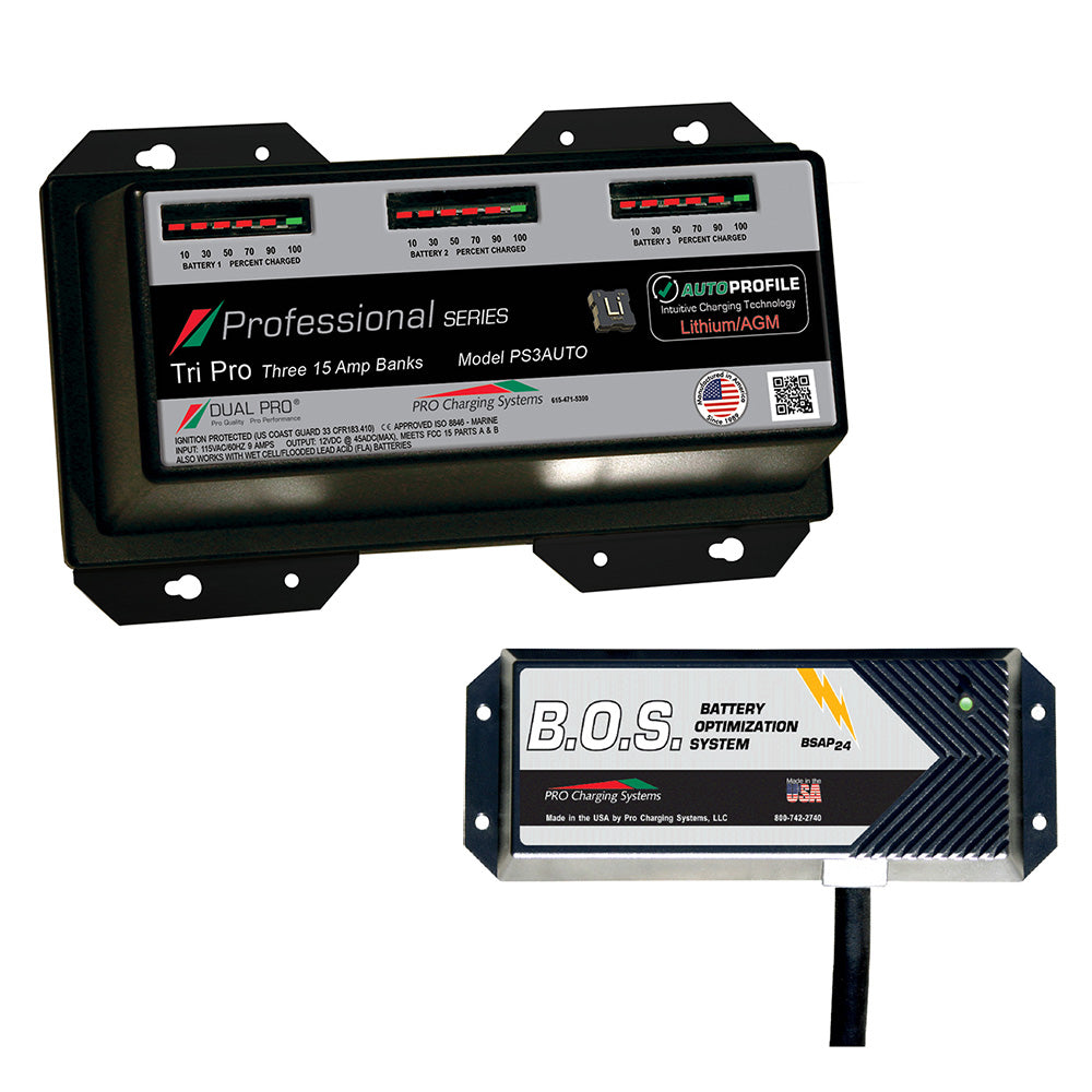 Dual Pro PS3 Auto 3 Bank Battery Charger w3 Bank BOS PS3AUTOBOS12V3