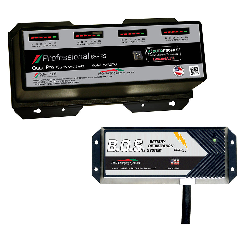 Dual Pro PS4 Auto 4 Bank Battery Charger w3 Bank BOS PS4AUTOBOS12V3
