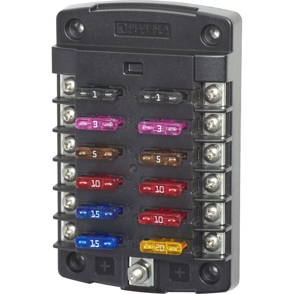 Blue Sea 5034 ST Blade Fuse Block wout Cover 12 Circuit wout Negative Bus 5034