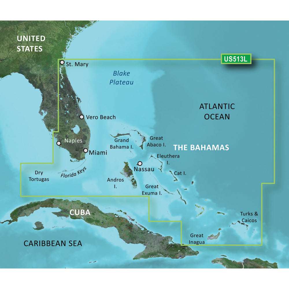 Garmin BlueChart g3 Vision HD VUS513L Jacksonville Bahamas microSDSD 010C074200