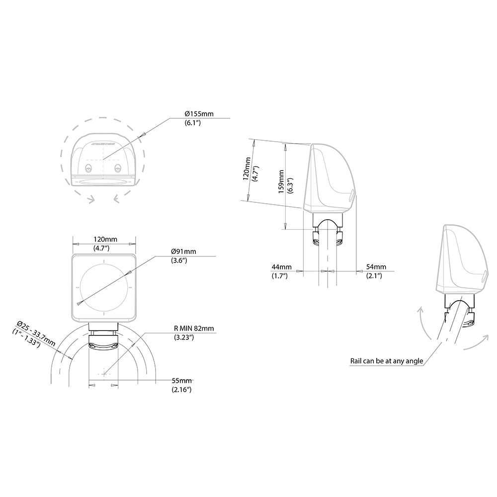 Scanstrut Scanpod Single Instrument Pod Rail Mount Cut fStandard Instrument Fits 1 133 Rails SPR1IRM
