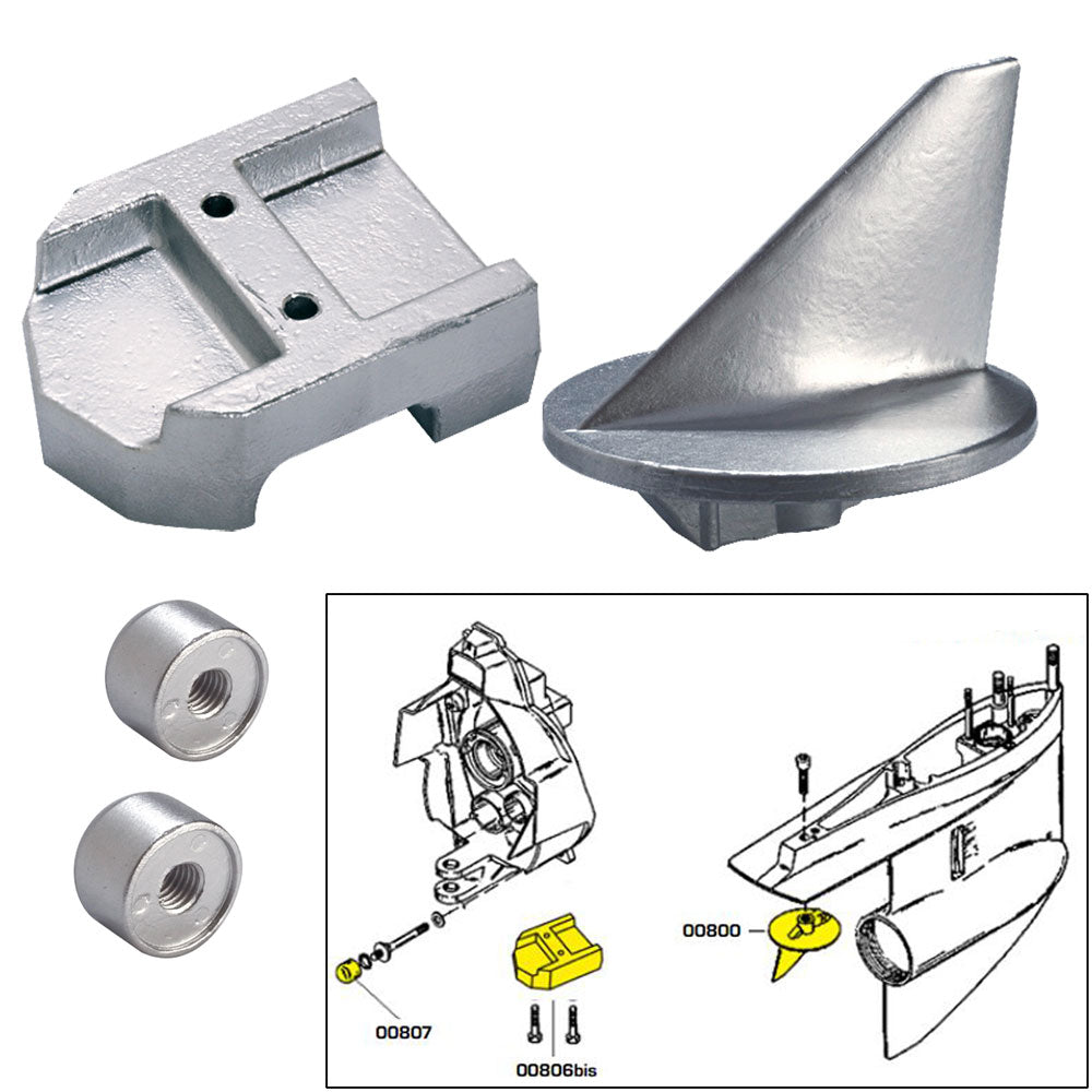 Tecnoseal Anode Kit wHardware Mercury Alpha 1 Gen 1 Zinc 20800