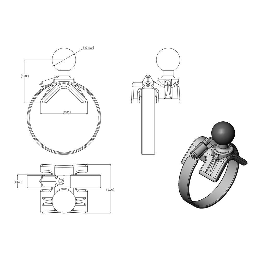 RAM Mount Strap Mount wArm Diamond Base RAMB108238