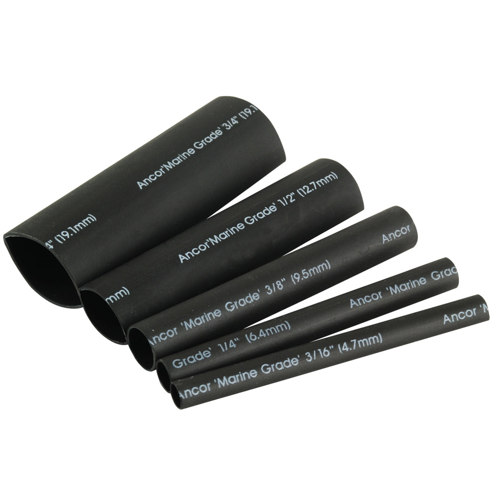 Ancor Adhesive Lined Heat Shrink Tubing Kit 8Pack 3 20 to 20 AWG Black 301503