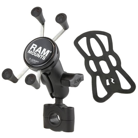 RAM Mount RAM Torque 34 1 Diameter HandlebarRail Base with 1 Ball Short Arm and XGrip for Phones RAMB408751AUN7U