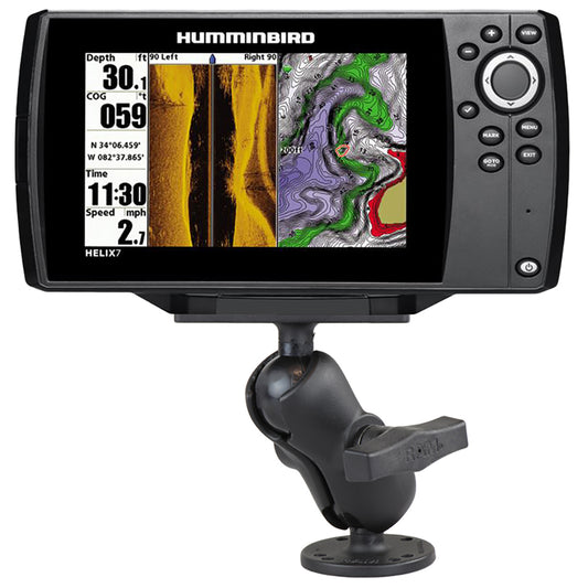 RAM Mount 15 Ball Mount w25 Round Base Short Arm 2 x 4 Plate fHumminbird Helix 7 Only RAM20224B202U