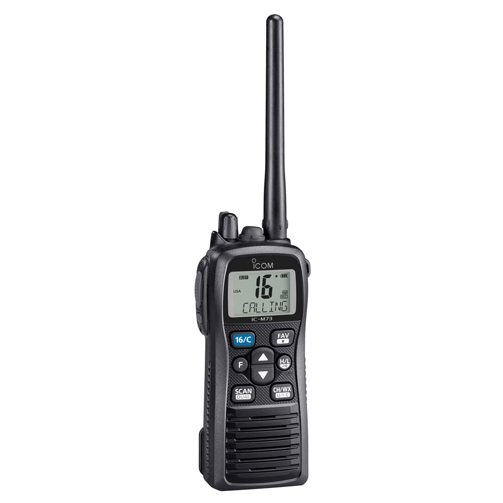 Icom ICM73 PLUS Handheld VHF Marine Radio wActive Noise Cancelling Voice Recording 6W M73 PLUS 71 USA