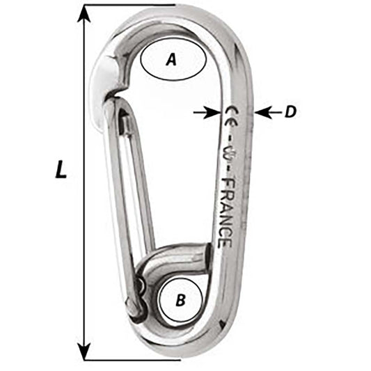 Wichard Symmetric Carbine Hook Length 80mm 516 2315W