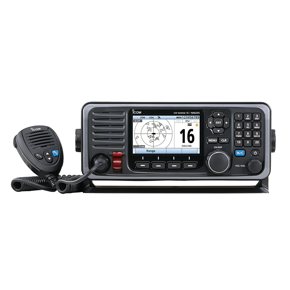 Icom ICM605 Fixed Mount 25W VHF Front andor Rear Mic wColor Display M605 31 USA