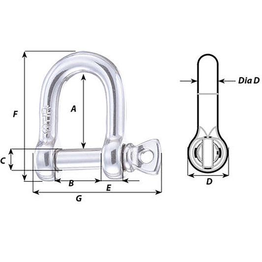 Wichard HR D Shackle 14mm Diameter 3564 11207W