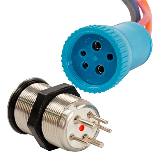 Bluewater 22mm Push Button Switch  OffOn Contact  BlueRed LED  1 Lead 905911131