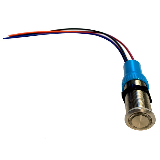Bluewater 19mm Push Button Switch  OffOnOn Contact  BlueGreenRed LED  1 Lead 905731131