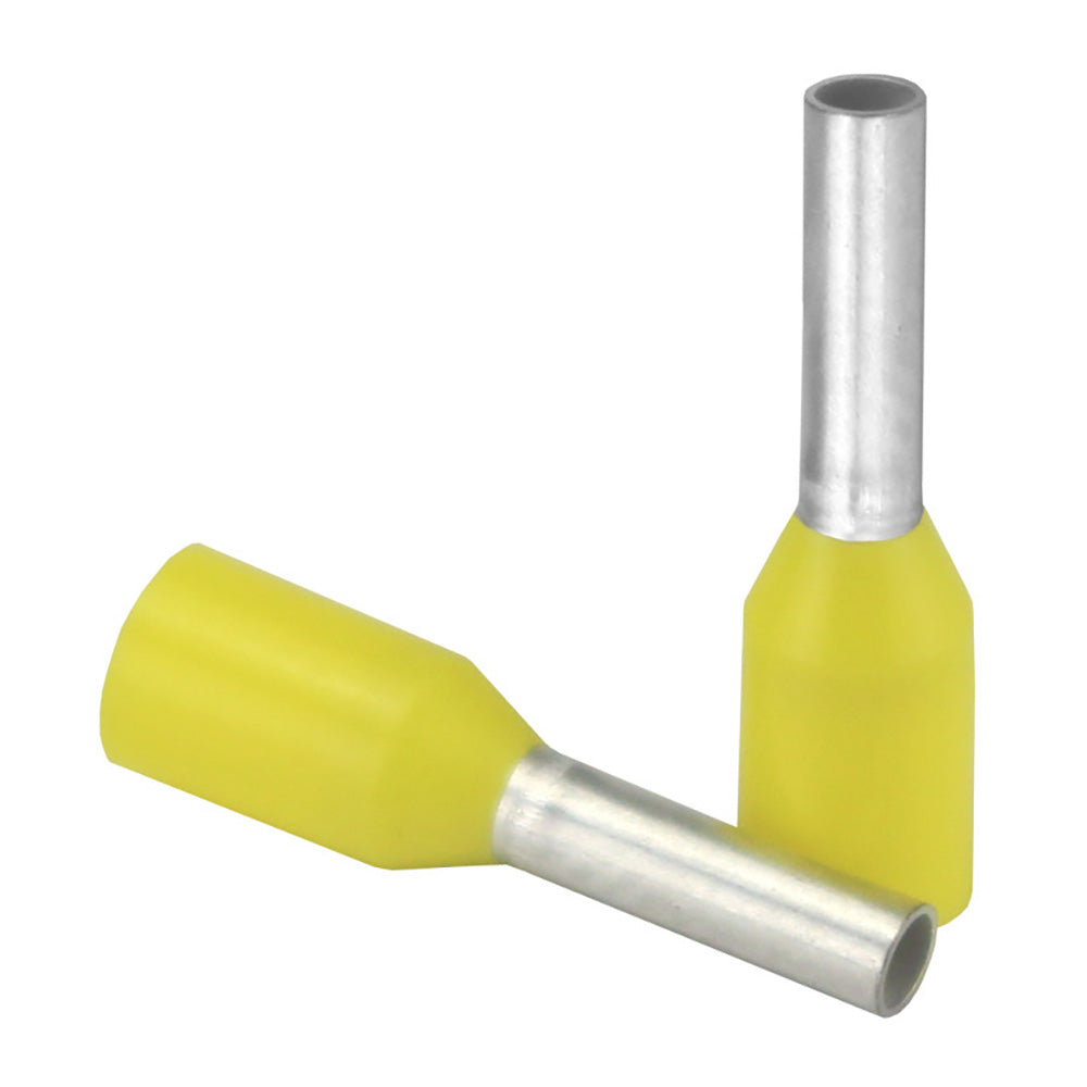 Pacer Yellow 18 AWG Wire Ferrule  6mm Length  25 Pack TFRL186MM25