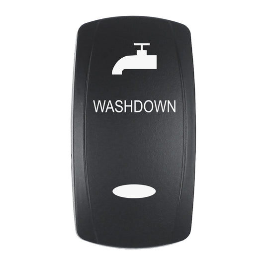 Pacer Actuator  WASHDOWN fV Series Contura Switches  Black  Laser Etched TopBottom Light EV2LEWSHDWN
