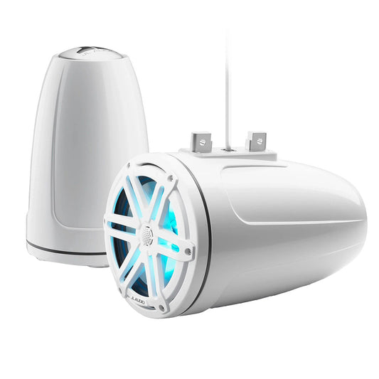 JL Audio M3 Series 77 Enclosed Tower Coaxial System wGloss White Sport Grille  RGB LED Lighting  M3770ETXv3GwSGwi