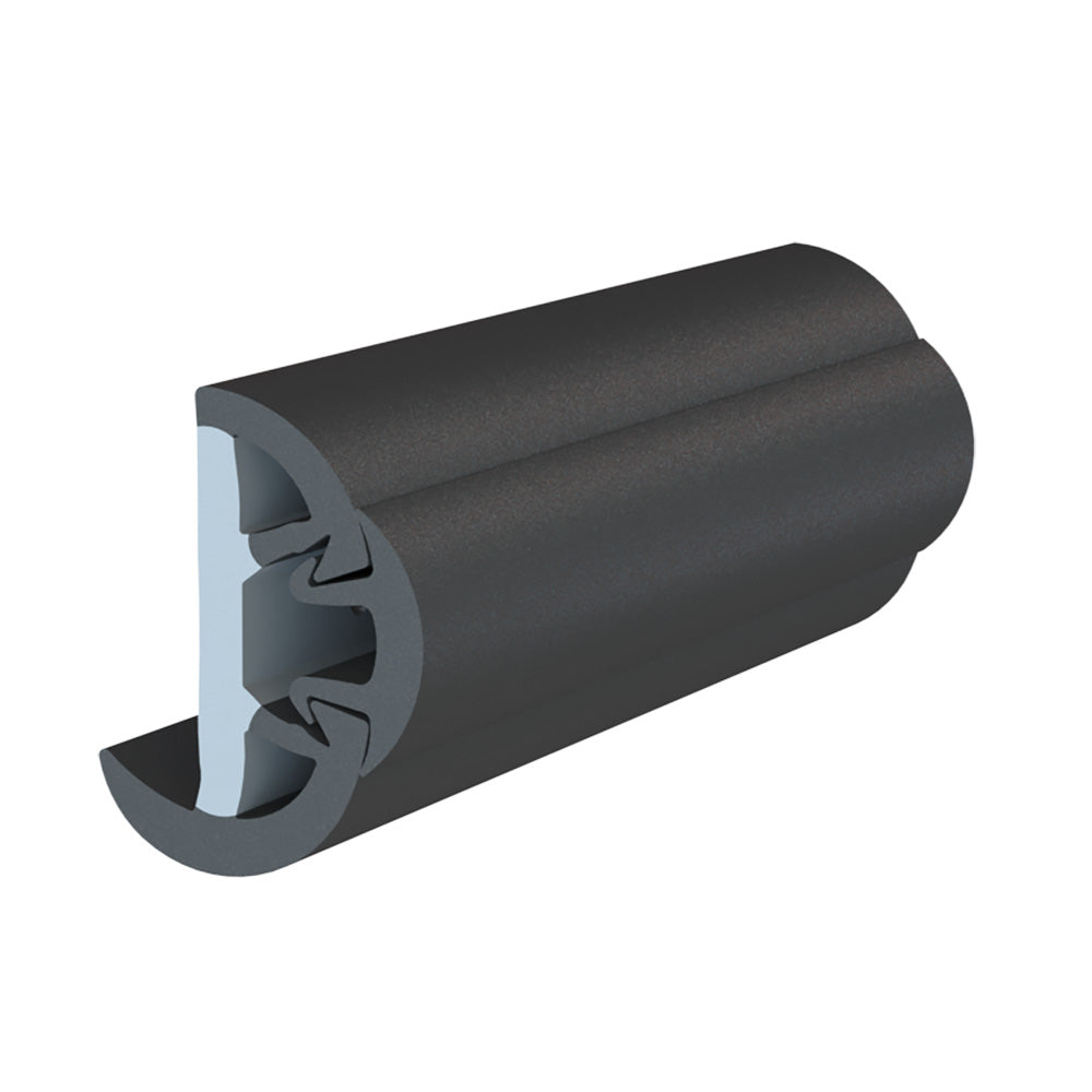 TACO SuproFlex Rub Rail Kit wFlex Vinyl Overlay Insert  2H x 114W x 80L  Black wBlack Insert V119993BBK802