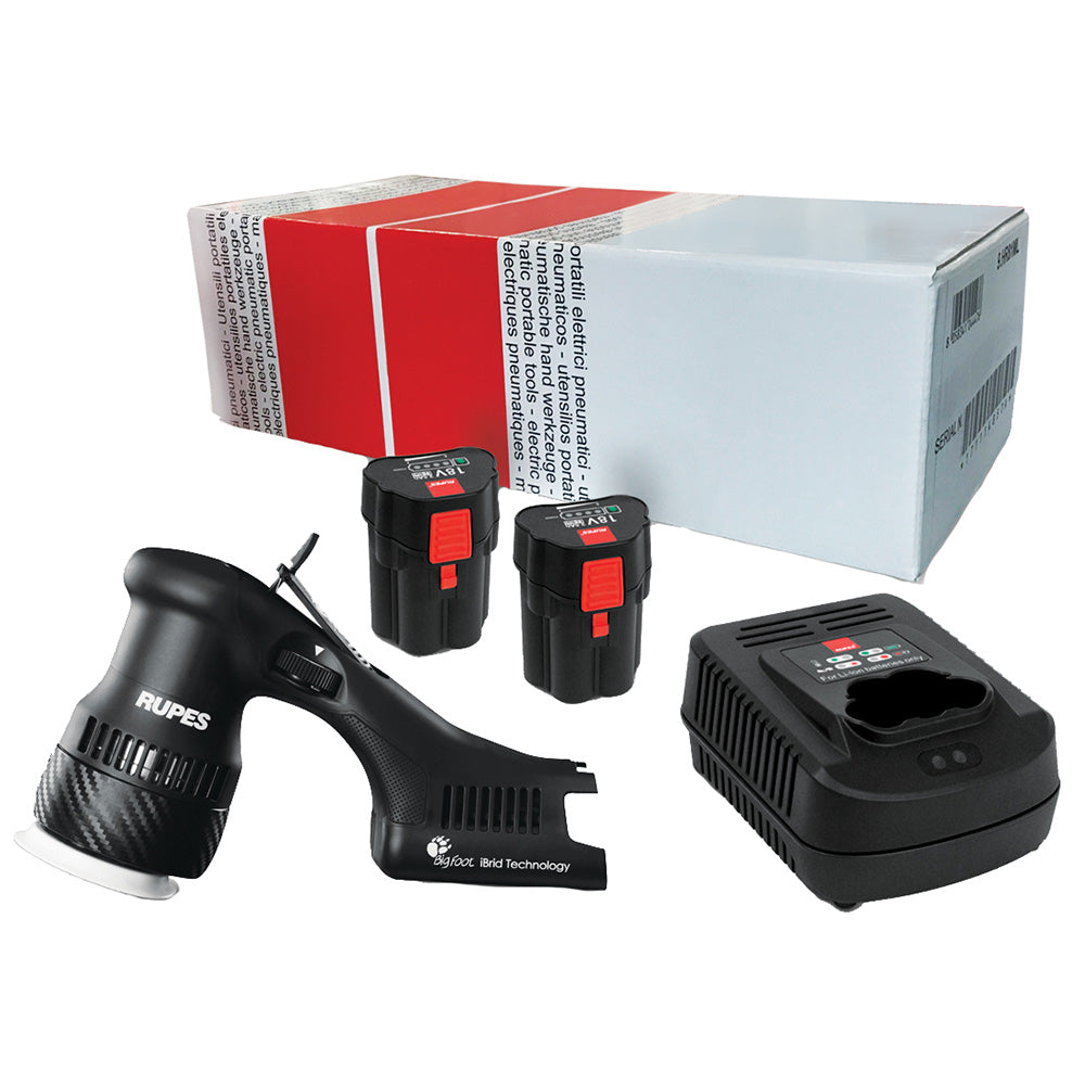 RUPES Bigfoot HLR75 Mini iBrid Polisher 1Charger 2Battery Pack HLR75STB