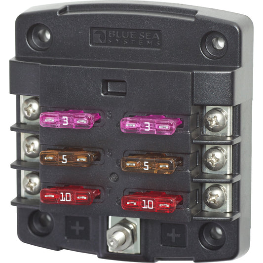 Blue Sea 5033 ST Blade Fuse Block wout Cover  6 Circuit wout Negative Bus 5033