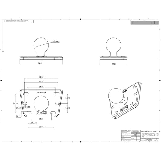 RAM Mount Motorcycle BrakeClutch Cover w1 Ball RAMB345U