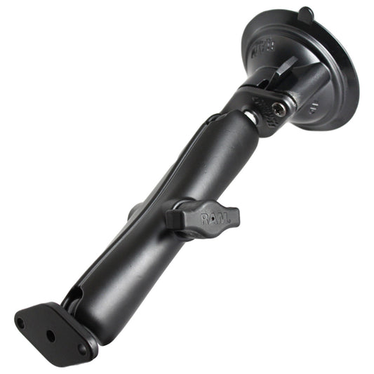RAM Mount Twist Lock Suction Cup Mount wLong Double Socket Arm RAMB166UC