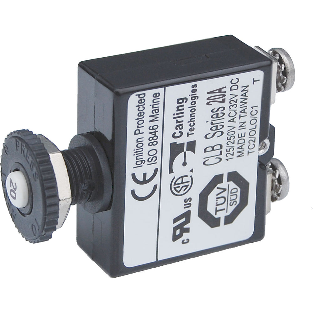 Blue Sea Push Button Reset Only Screw Terminal Circuit Breaker  20 Amps 2134