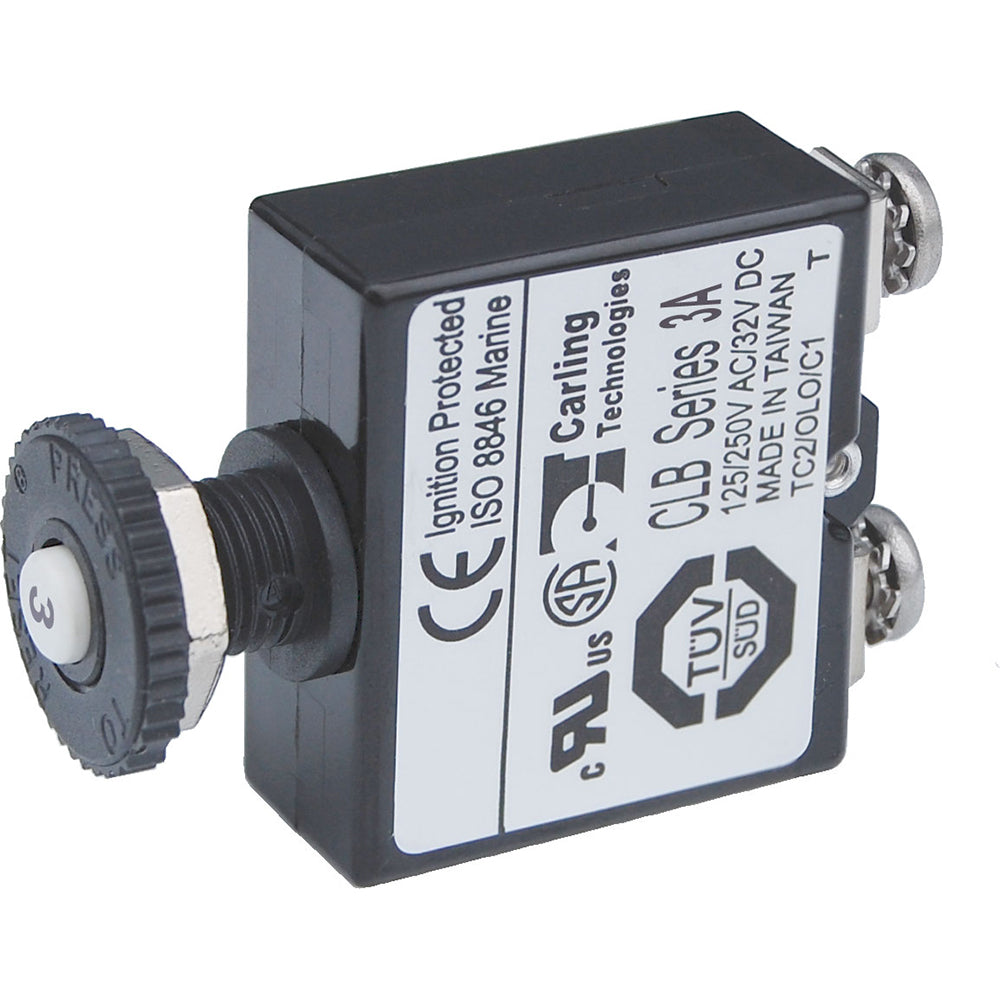 Blue Sea Push Button Reset Only Screw Terminal Circuit Breaker  3 Amps 2129