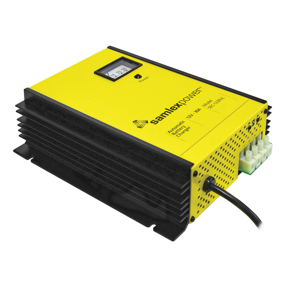 Samlex 30A Battery Charger  12V  3Bank  3Stage wDip Switch  Lugs SEC1230UL