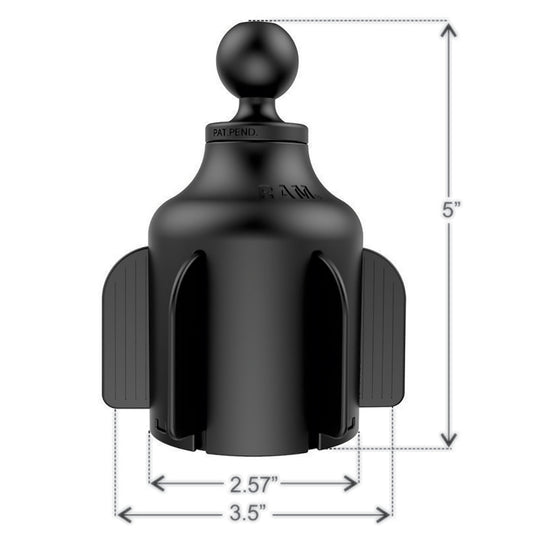 RAM Mount Stubby Cup Holder Mount wDouble Socket Arm RAPB2994201U