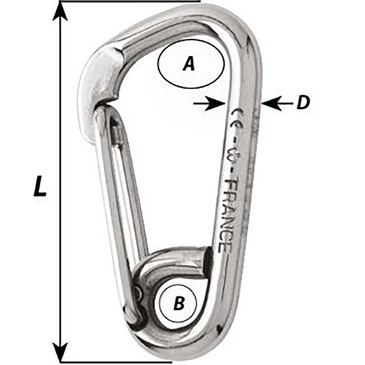 Wichard Asymmetric Carbine Hook  Length 100mm  1332 2326W