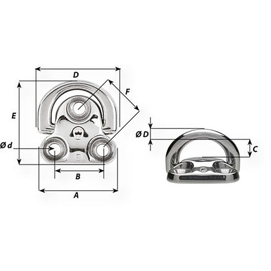 Wichard Folding Pad Eye  Diameter 1564 6604W