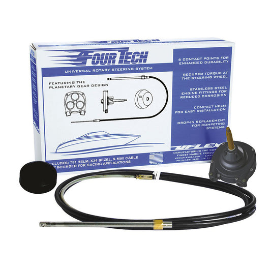 Uflex Fourtech 9 Black Mach Rotary Steering System wHelm Bezel  Cable FOURTECHBLK09