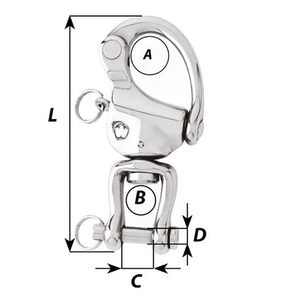 Wichard HR Snap Shackle With Clevis Pin Swivel  120mm Length  42332 2478W