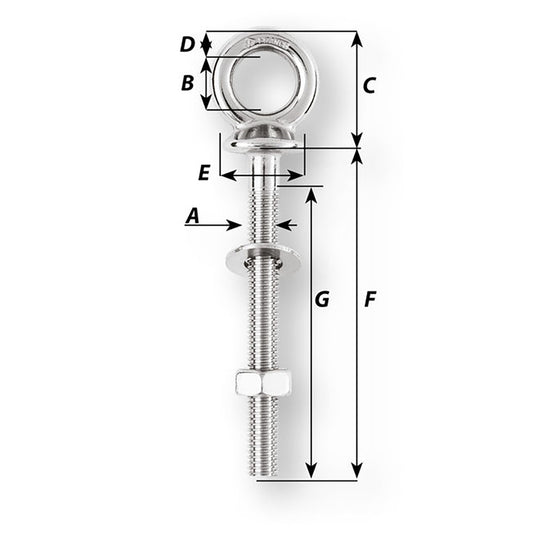 Wichard Eye Bolt  M12 x 175mm  Length 120mm 6497W