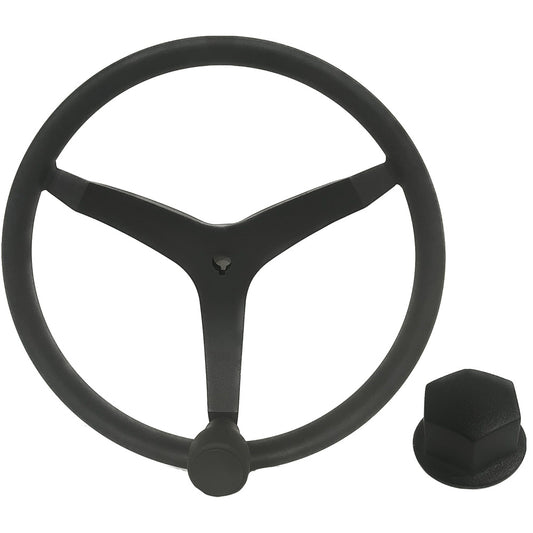 Uflex  V46  135 Stainless Steel Steering Wheel wSpeed Knob  Chrome Nut  Black V46B KIT
