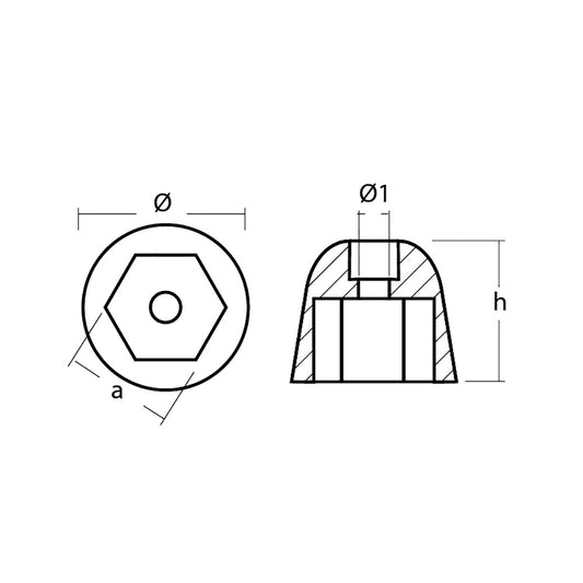 Tecnoseal Zinc Sidepower  Sleipner Propeller Nut Anode 01051