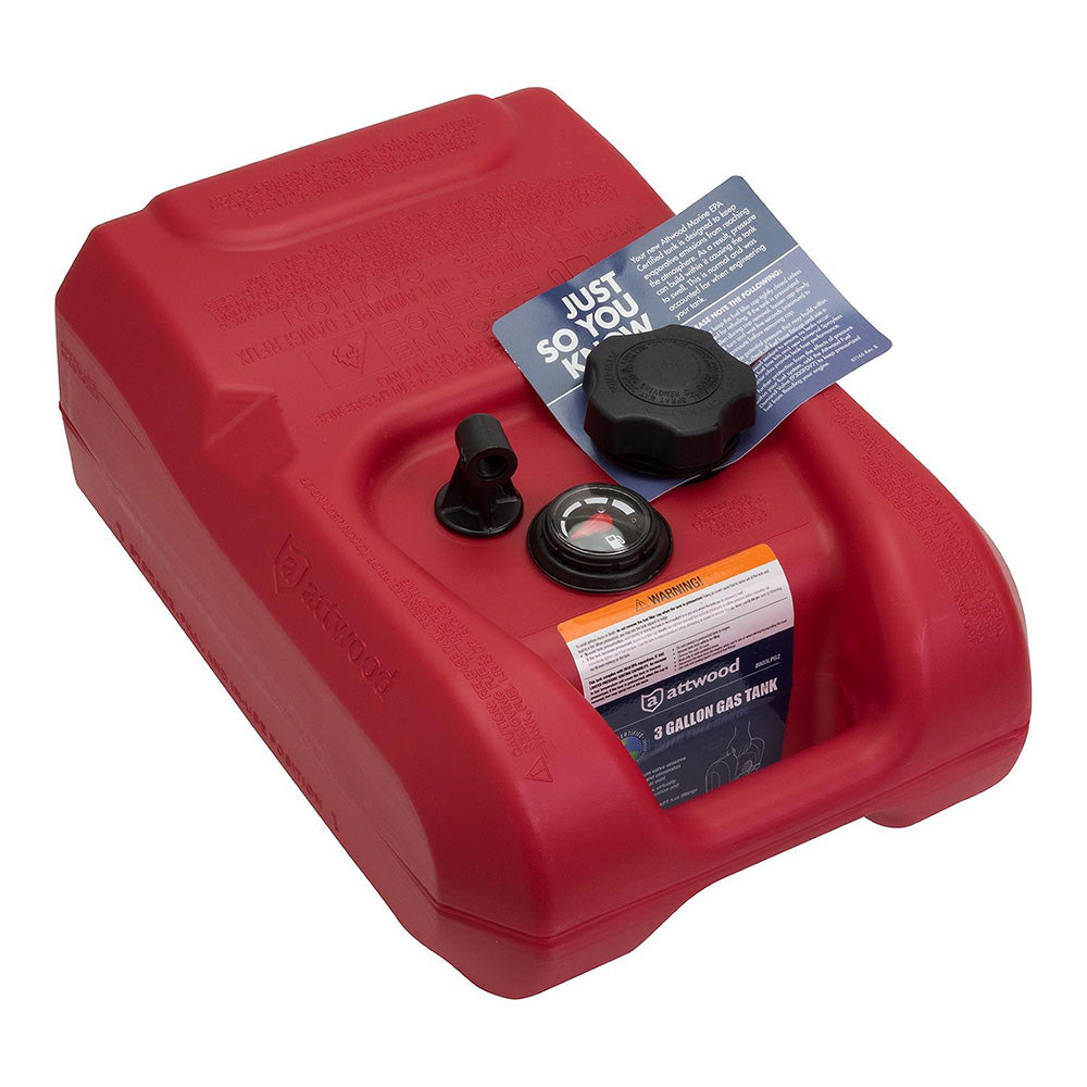 Attwood Portable Fuel Tank  3 Gallon wGauge 8803LPG2